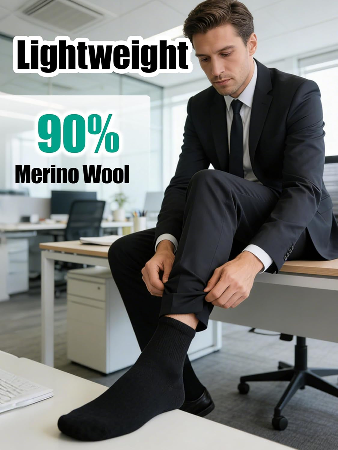 Merino Wool Ankle Socks, Men'S Women'S 90% Wool Athletic Thin Running Moisture Wicking Socks, 3 Pairs