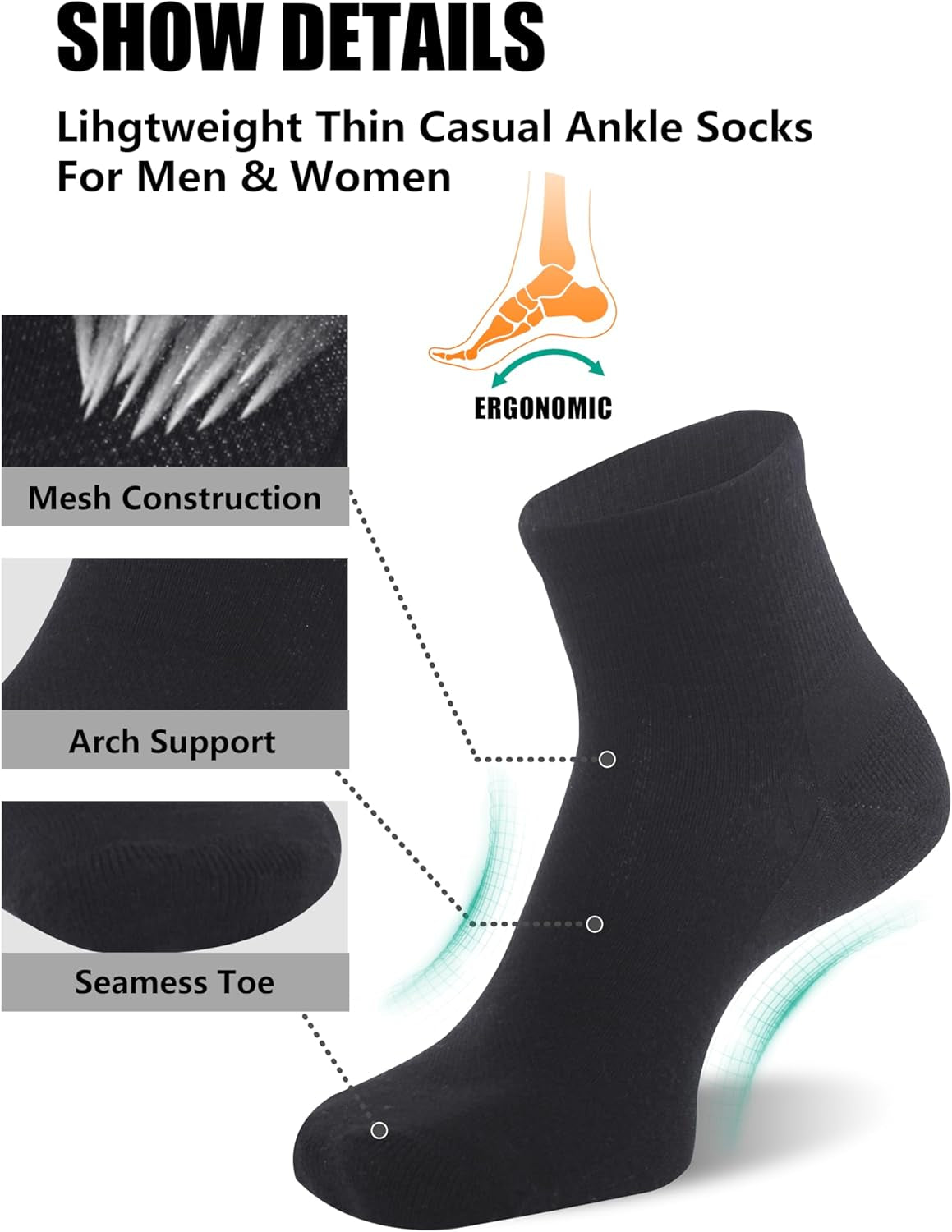 Merino Wool Ankle Socks, Men'S Women'S 90% Wool Athletic Thin Running Moisture Wicking Socks, 3 Pairs