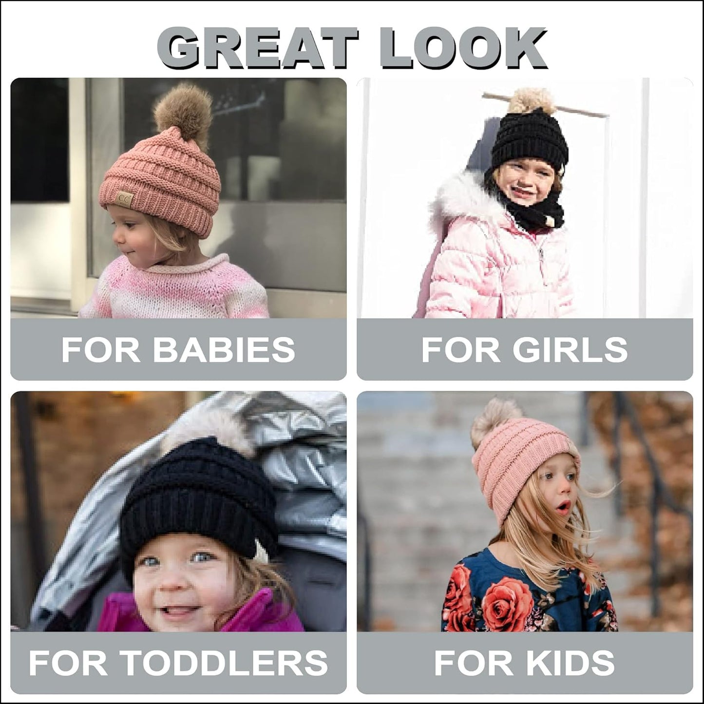 Toddler Pom Beanie – Kids Winter Hat for Ages 1–4, Baby Boy & Girl Knit Beanies, Warm Cozy Knit Snow Hats