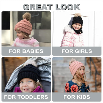 Toddler Pom Beanie – Kids Winter Hat for Ages 1–4, Baby Boy & Girl Knit Beanies, Warm Cozy Knit Snow Hats