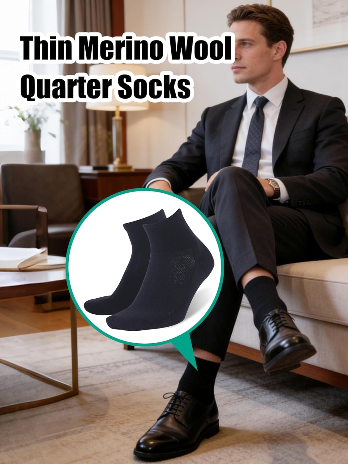 Merino Wool Ankle Socks, Men'S Women'S 90% Wool Athletic Thin Running Moisture Wicking Socks, 3 Pairs