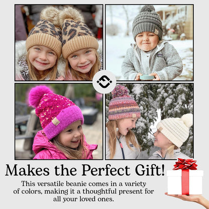 Toddler Pom Beanie – Kids Winter Hat for Ages 1–4, Baby Boy & Girl Knit Beanies, Warm Cozy Knit Snow Hats