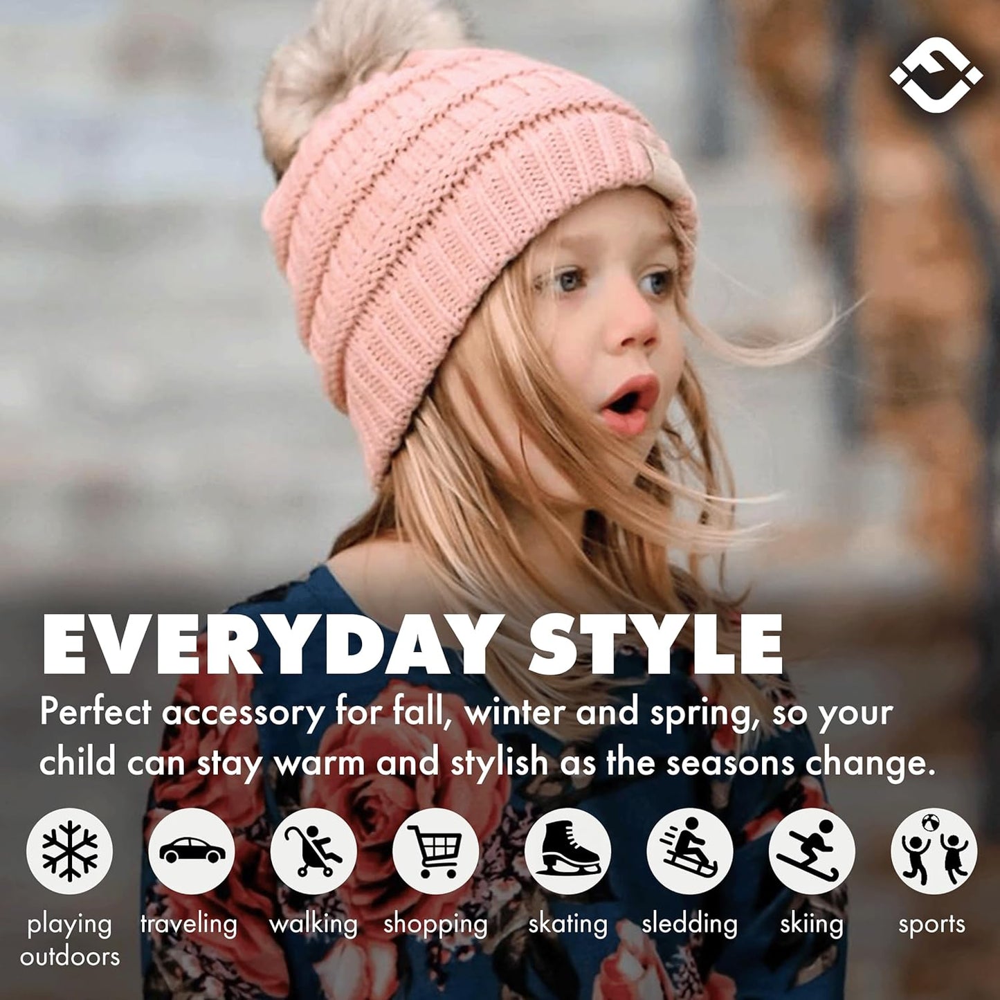 Toddler Pom Beanie – Kids Winter Hat for Ages 1–4, Baby Boy & Girl Knit Beanies, Warm Cozy Knit Snow Hats